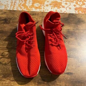 Women’s Red Knit Athletic Sneakers - Lightweight Comfort